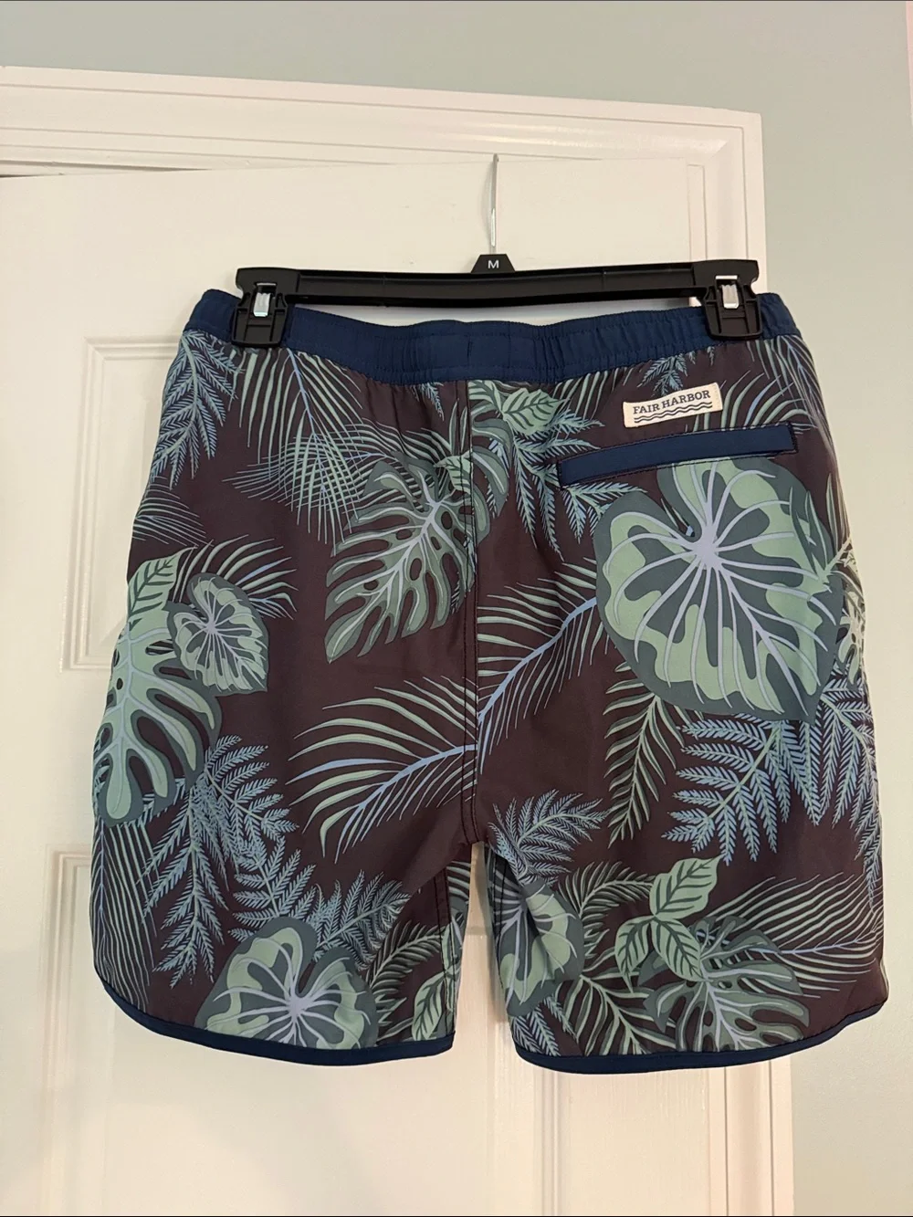 Boy’s Fair Harbor Tropical Print Swim Trunks - Navy Green